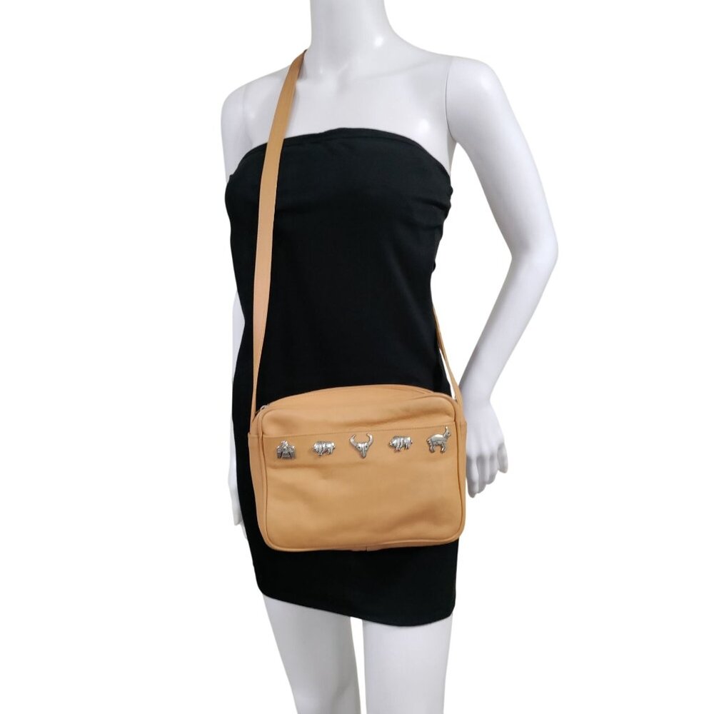 Vintage Andi Southwestern Cowgirl Native Leather Crossbody Bag Tan